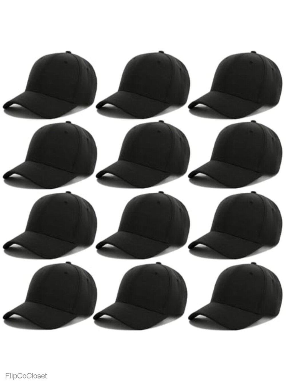 12 Pack Unisex Adult Baseball Caps Adjustable Velcro Cotton Dad Hats
